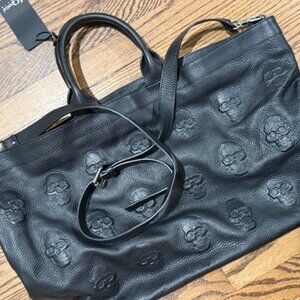 Io pelle large leather skull tote - black